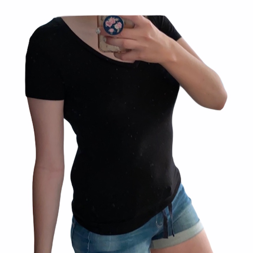 Plain Black V-Neck Basic T29
